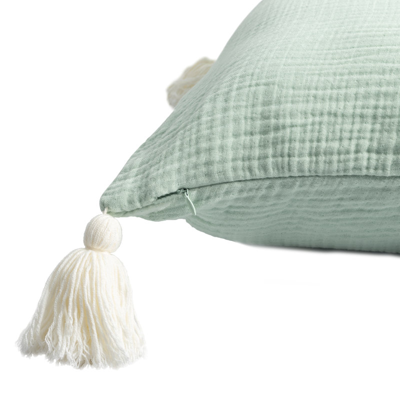 Coussin Ailee, Vert/blanc, Polyester/ bourre en polyester