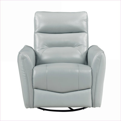 Living Room Luxurious Aqua Leather 360-Degree Swivel Recliner by FlowLuxe for Casual Home Lounging