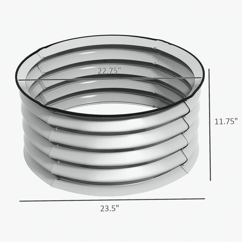 Outsunny Galvanized Raised Garden Bed Set of 2, Planters for Outdoor Plants with Safety Edging, Easy-to-assemble Stock Tanks for Growing Flowers, Herbs and Vegetables, Silver