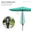 Parasol rectangulaire d'extérieur de 6,5 pi x 10 pi, protégé, manivelle et inclinaison facile, parasol de table sarcelle, protection 50+, fonctionnement avec fonction,