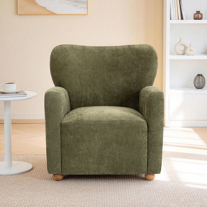 Upholstered Wingback Accent Chair, Green