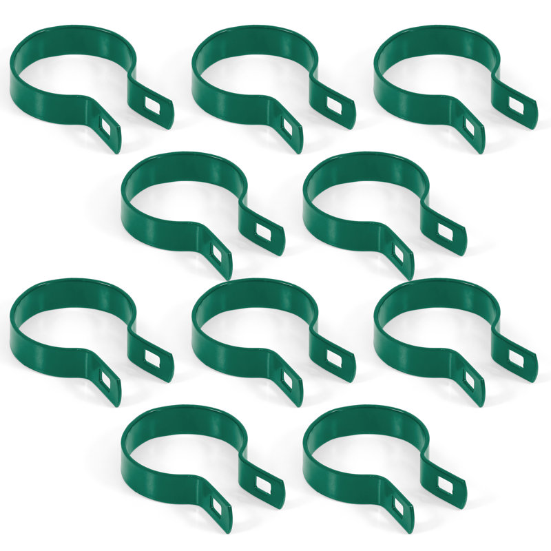Entretoise galvanisée verte pour poteau de diamètre extérieur de 2-3 / 8 po avec boulon et écrou, pièces de clôture à mailles de chaîne robustes, quincaillerie pour clôture à mailles de chaîne, barrière, poteau, paquet de 10