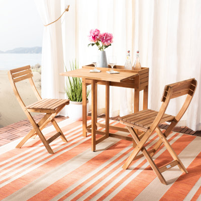 Volpe Flower 3 Piece Teak Bistro Set by Highland Dunes