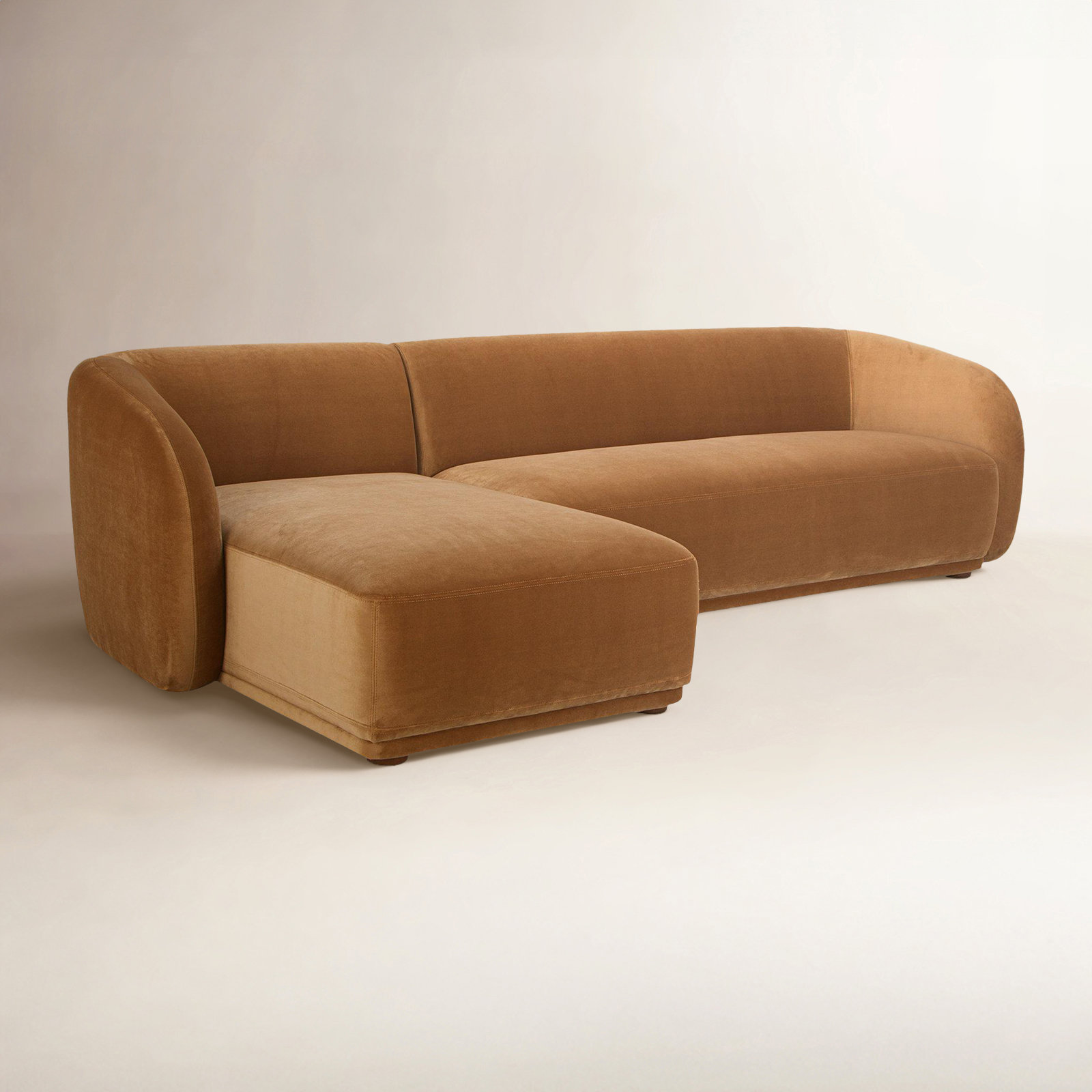 Penelope 2 - Piece 112" Chaise Sectional, Right Hand Facing, Camel Faux Mohair