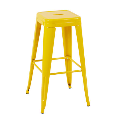 Tabourets de bar en métal de 30 po sans dossier à hauteur de comptoir de 30 po, jaunes, non empilables, détachables, à assemblage rapide, pour îlot de cuisine, bar, salle à manger, stable et rouille - avec structure d'assemblage