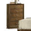 Mobilier de chambre à coucher style transitionnel 1 pièce avec 5 tiroirs en queue d'aronde et boutons en métal finition noyer