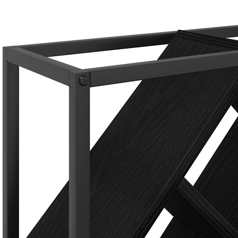 Wine Rack Engineered Wood Storage Organizer Modern Indoor Stylish Home, Black Oak