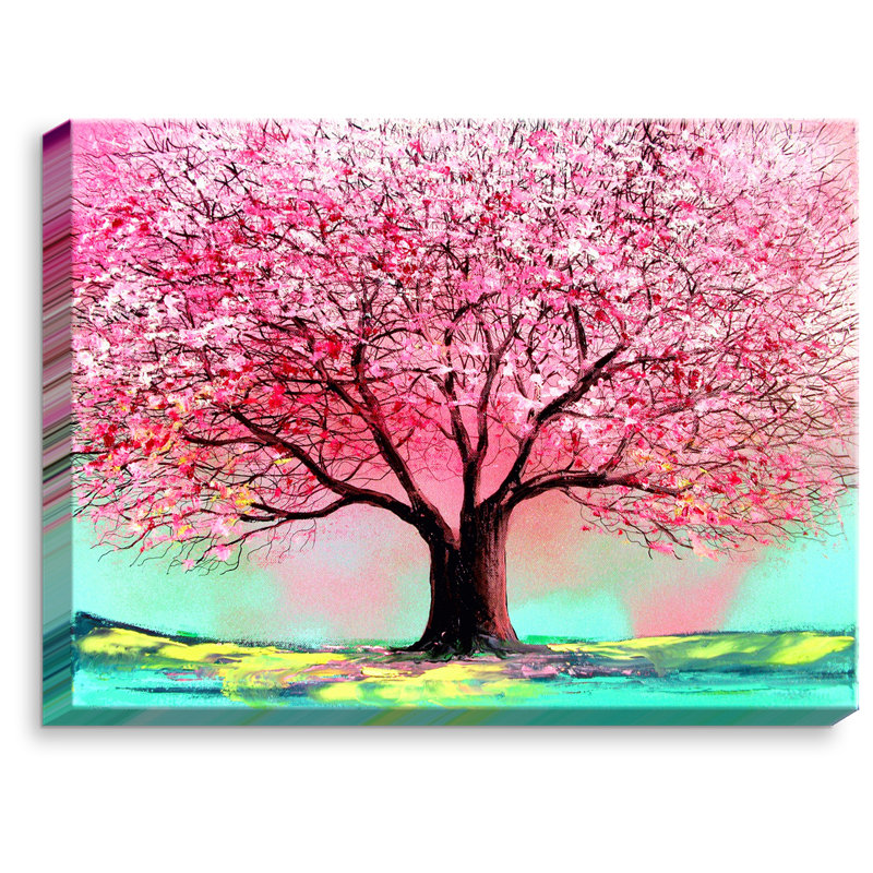 « story of the tree lxxiv » par aja ann, peinture sur toile tendue, H 16 po x l 20 po x P 1,5 po