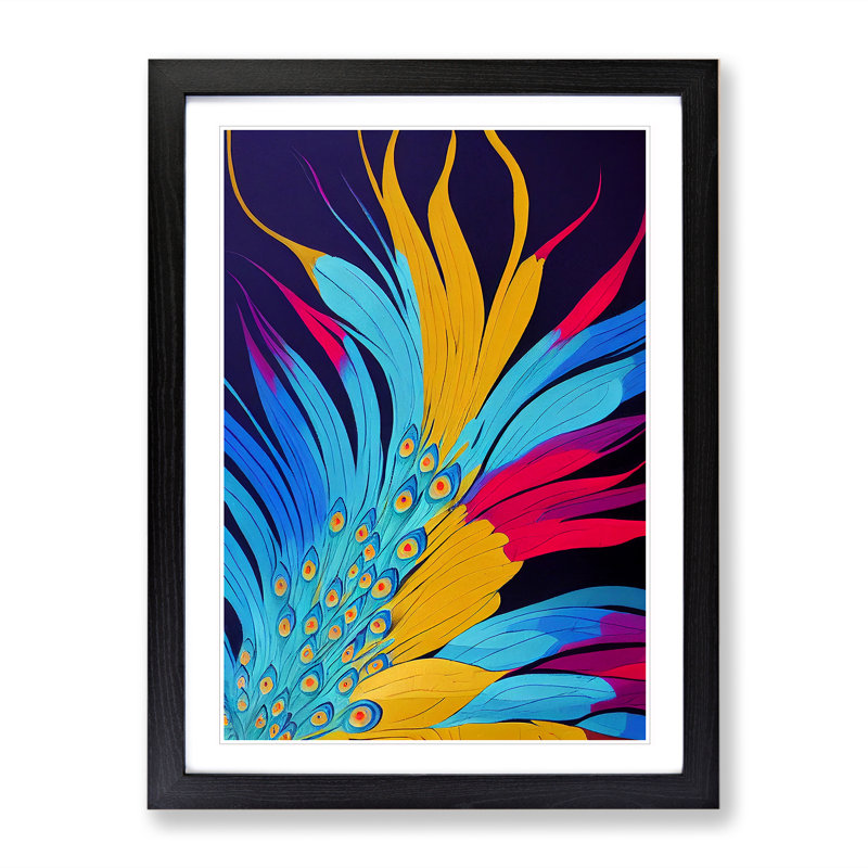 Peacock Feathers No.2 Abstract - Single Picture Frame Print, Black Framed, 34cm H x 25cm W x 2cm D
