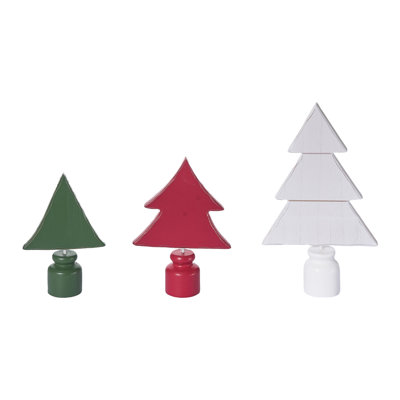 Ensemble de 3 arbres en panneau de fibres à densité moyenne en MDF - Sculptures d'arbre en bois décoratives pour Noël, décor de table, parfait pour une utilisation intérieure, décoration des Fêtes, cadeaux et hôtesses