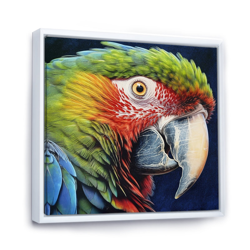 Perroquet tropical au paradis III - animaux, impressions sur toile, Cadre flottant blanc, H 30 po x l 30 po x P 1 po