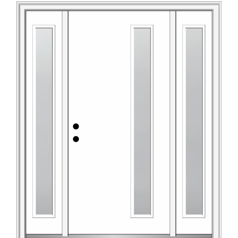 Portes d'entrée avant apprêtées apprêtées, H 81,75 po x l 64,5 po x P 6,563 po, Droite / vers l'intérieur, Gelé