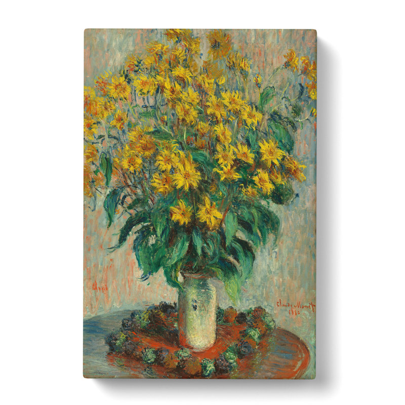 Jerusalem Artichoke Flowers by Claude Monet - Wrapped Canvas Painting, 60cm H x 40cm W x 3cm D
