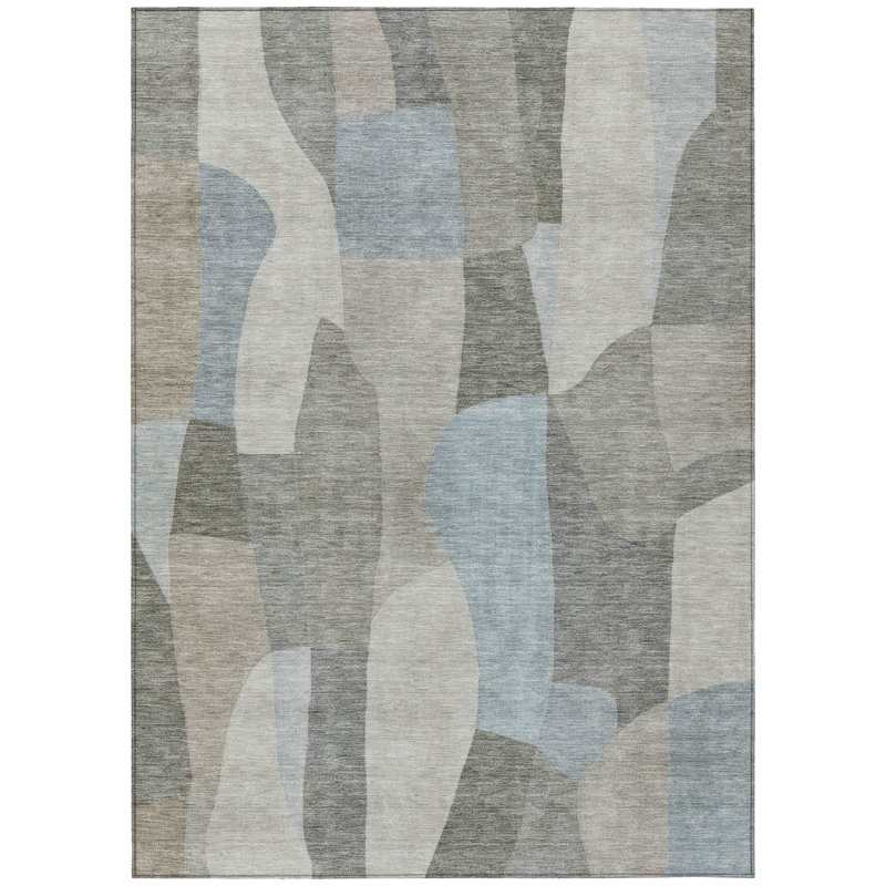 Machine Washable Indoor/Outdoor Kerwin ACN2376 Abstract Rug, Rectangle 9' x 12'