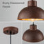 Luminaire suspendu 1 lumière dôme martelé rouillé