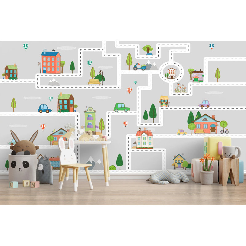 Papier peint amovible maisons maisons, L 98,04 po x l 150 po