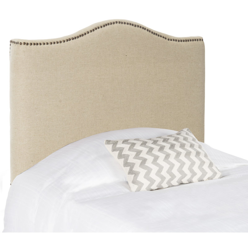 Laken Upholstered Headboard, Twin, Hemp Linen , Brass