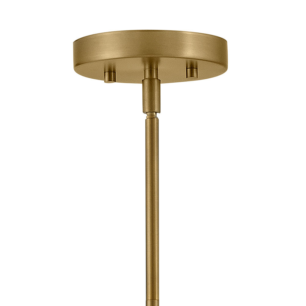 Villa Single Light Steel Dimmable Pendant, Lacquered Brass