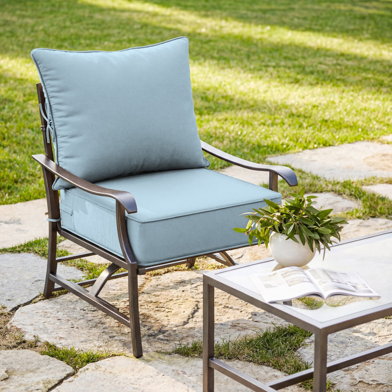 Ensemble de coussins de siège d'extérieur Wynee, 4", Bleu clair, 19" W x 19" D