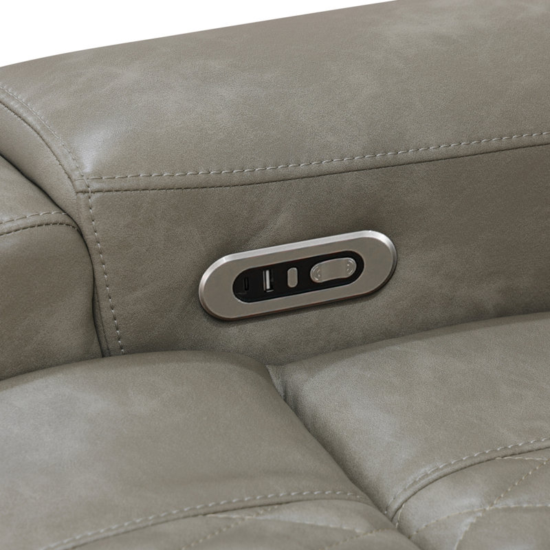 Ensemble de canapé modulaire inclinable électrique en cuir gris