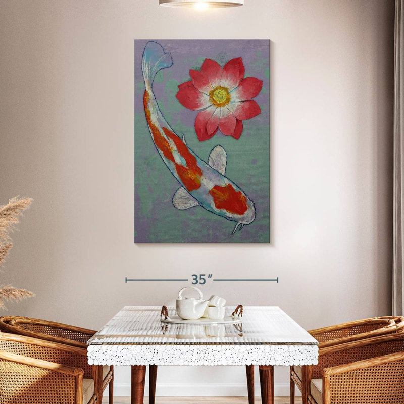 Brampt Koi And Lotus, 48" H x 32" W
