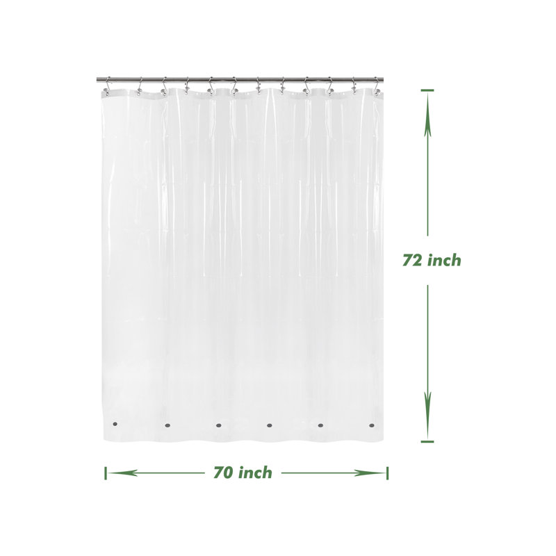 8G PEVA Solid Color Single Waterproof Shower Curtain Liner, Clear, 72"H x 70"W