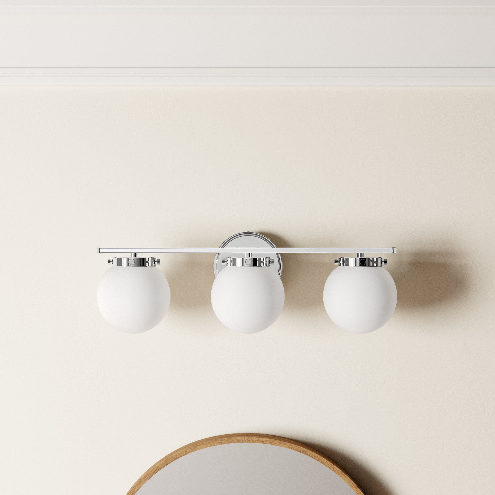 Finian 3-Light Dimmable Vanity Light, White, Chrome