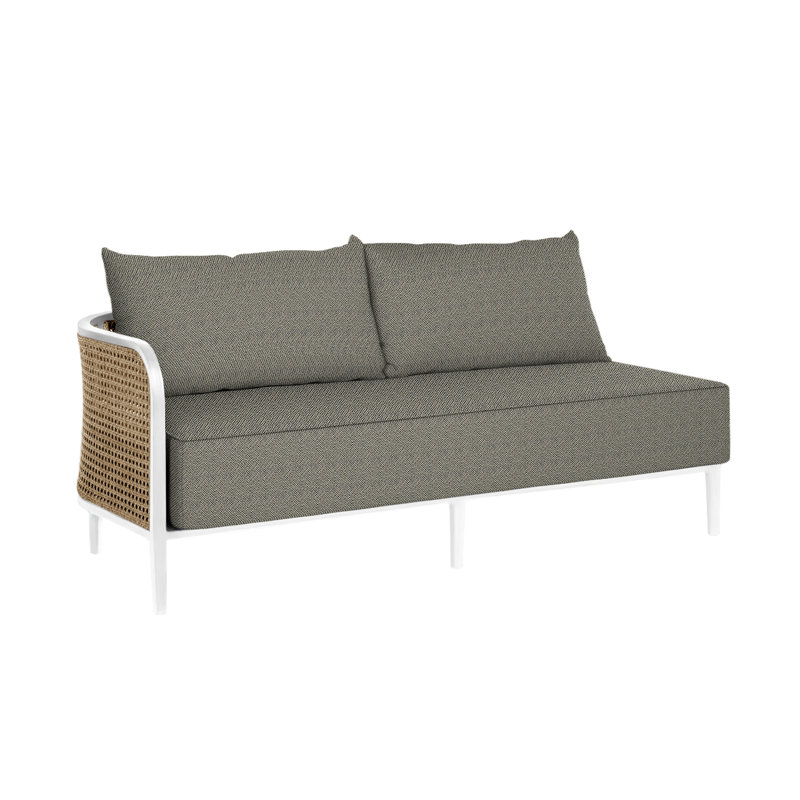 Havana 57" Wide Outdoor Loveseat with Cushions, Chalk/Natural Resin, Welt + Standard fill, Intermix Bark