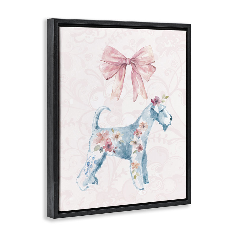 Cadre flottant Pastel Dog Glam, design par Carol Robinson, Cadre flottant noir de jais, H 21 po x l 17 po