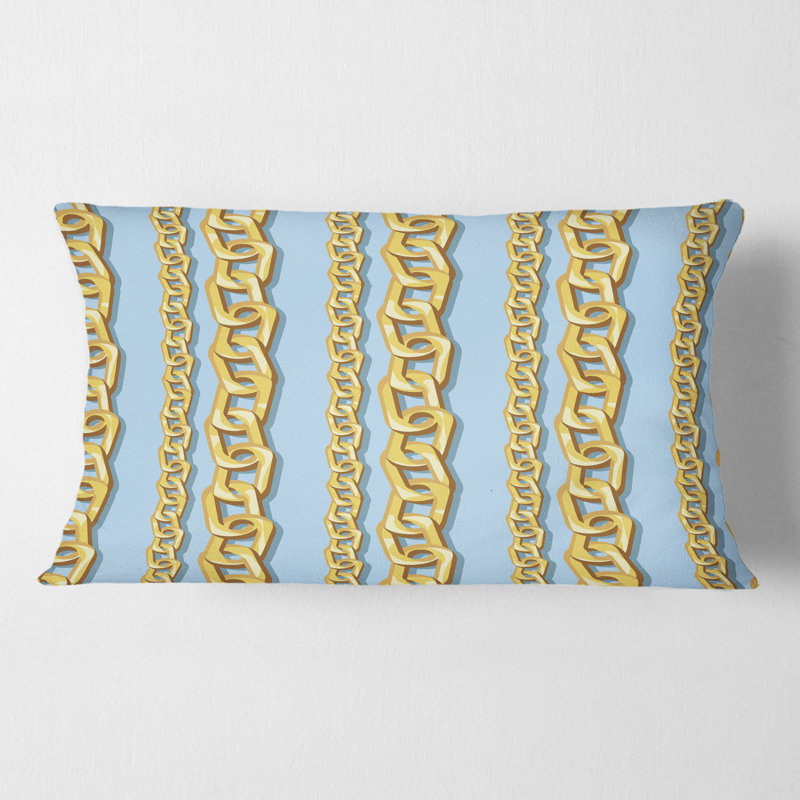 Coussin doré à motif de chaîne moderne Mid-Century