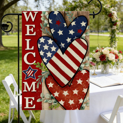 July 4 U.S. Independence Day Memorial Day Flag, 12 x 18 Inch Double Sided Garden Flag, Outdoor Patio Party Decorations, Style L