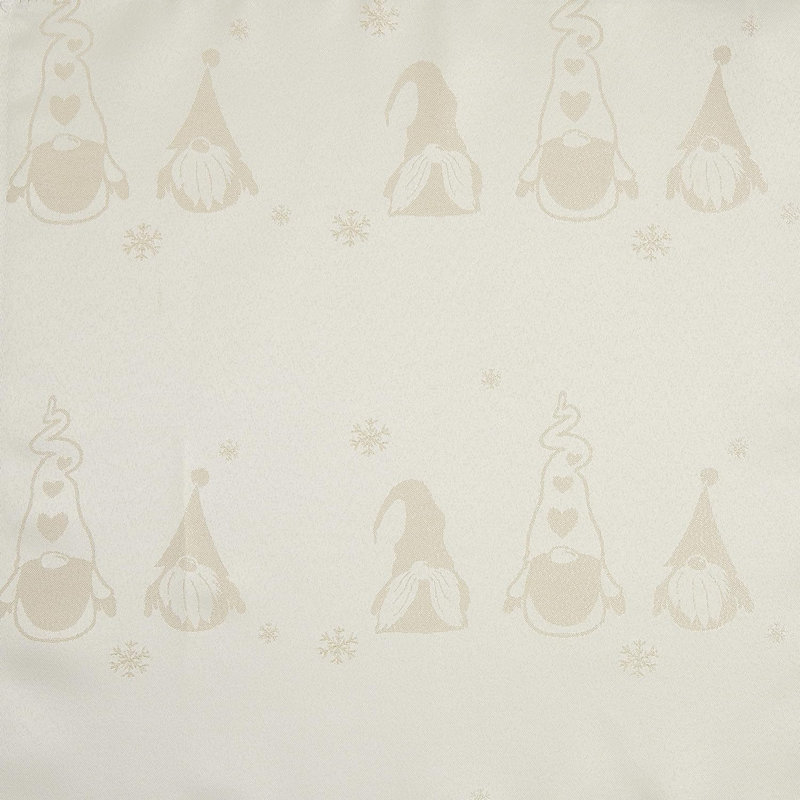 Christmas Tablecloth Metallic Gonk Theme Embossed Design, 132cm W x 178cm L, Cream