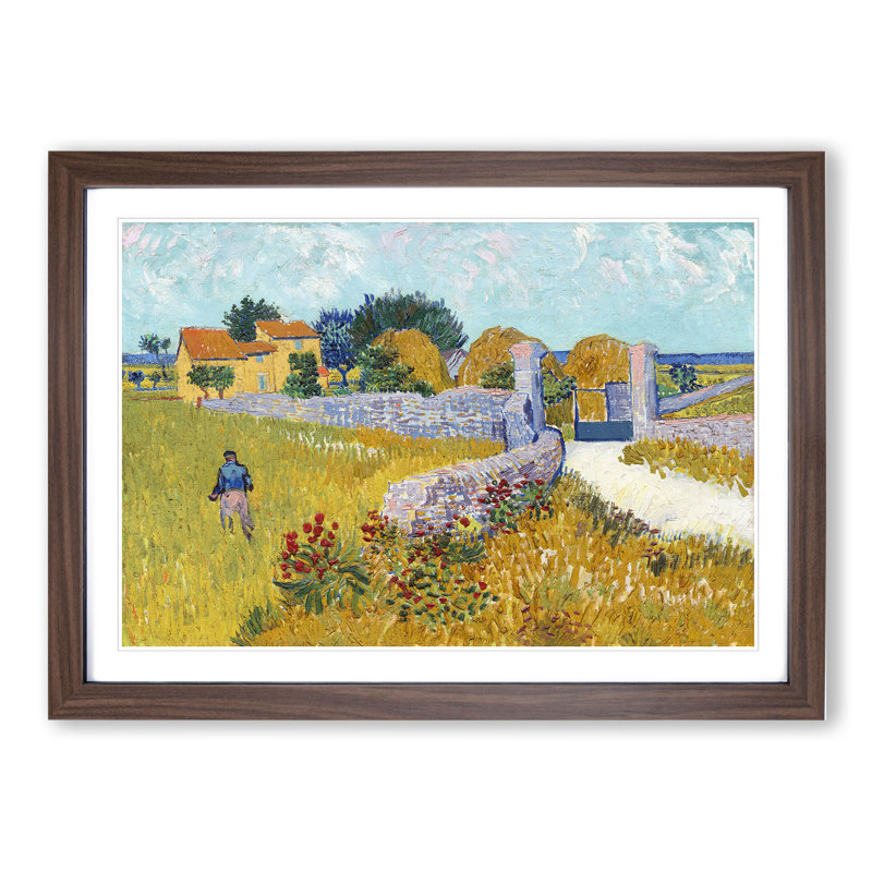 Farmhouse in Provence by Vincent Van Gogh - Framed Print, Walnut Framed, 27cm H x 36cm W x 2cm D