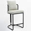 Tabouret de comptoir en chenille de 26 po avec dossier et structure en métal Cindina, chaises de bar rembourrées modernes pour îlot de cuisine-115464519