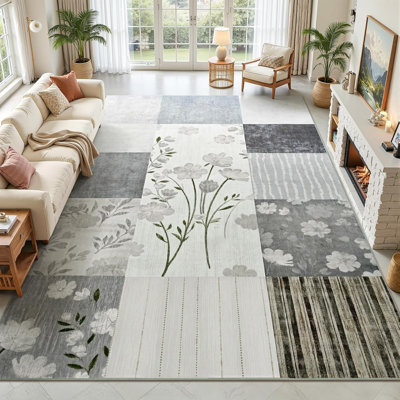 Non-Slip Geometric Patchwork Print Rug