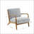 Rattan Back Accent Chair With Solid Hardwood Frame, Grey Aged Oak Finish For Rustic And Organic Appeal-1826621892