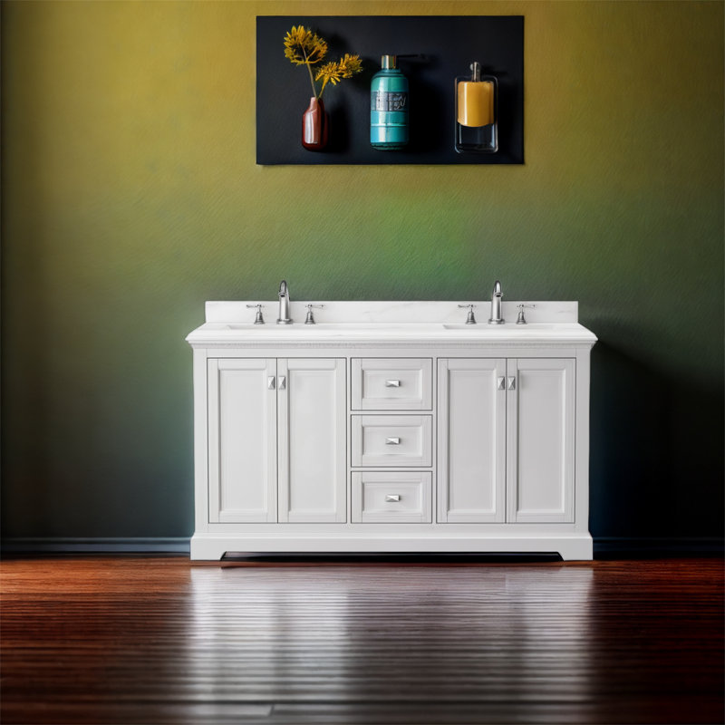 Meuble-lavabo double 60 po avec comptoir
