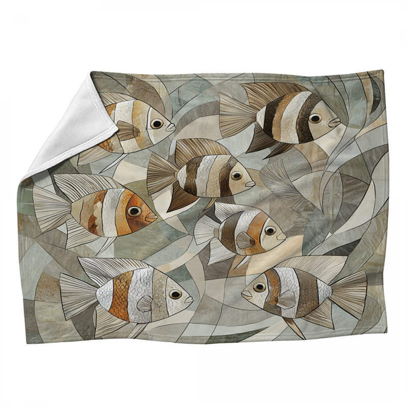 Jeté en molleton poisson - Jetés aquatiques pour canapés ou lits, L 80 po x l 60 po