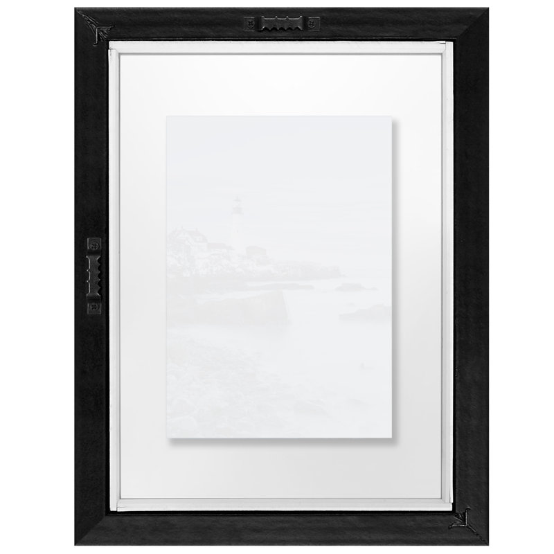 Black Engineered Wood Floating Picture Frame with Polished Glass