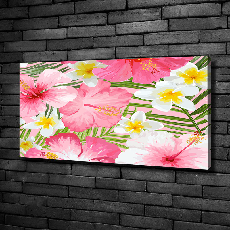Tropical Flowers - Wrapped Canvas Print, 50cm H x 100cm W x 2cm D, Canvas