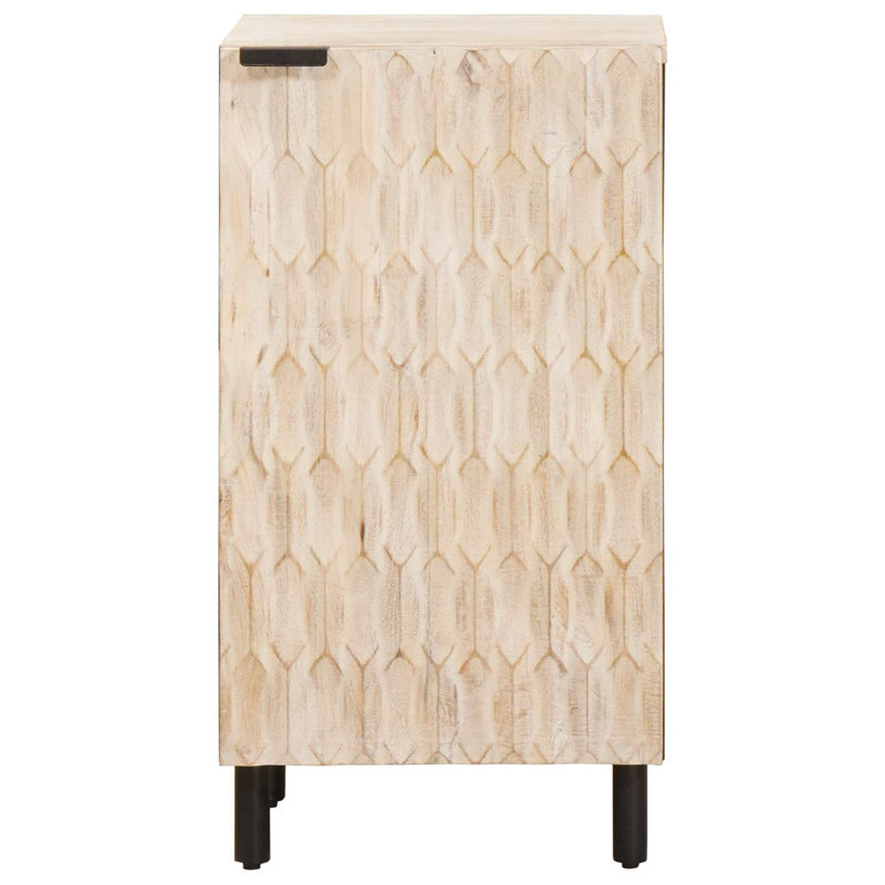 Solid Wood Rectangle Accent Cabinet, Black/White Wash 