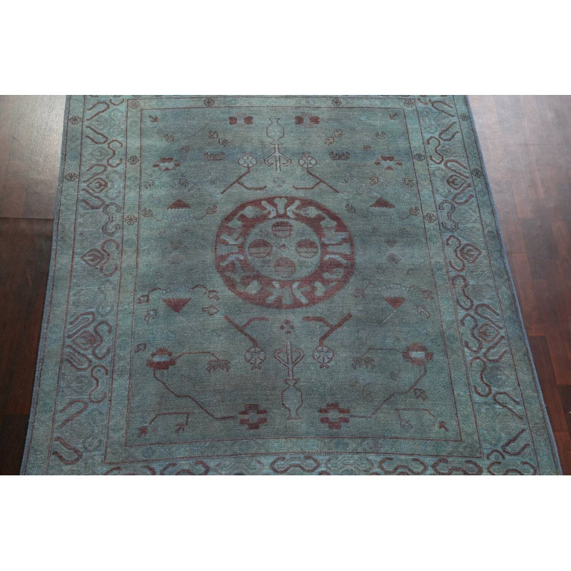Tapis oriental en laine Khotan noué à la main 8 pi x 9 pi 9 po