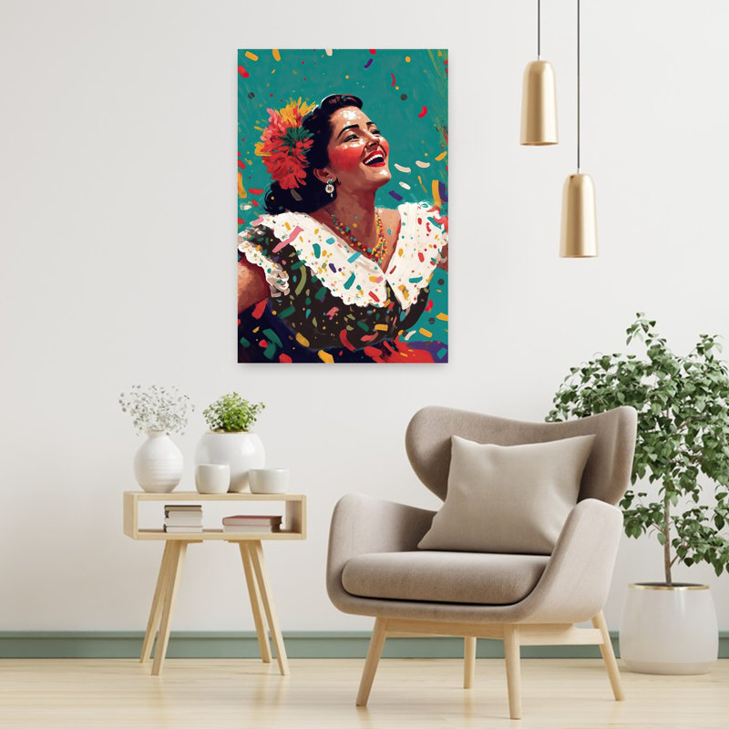 Impression d'art mural sans titre, portrait traditionnel rétro coloré de fleurs, H 36 po x l 24 po