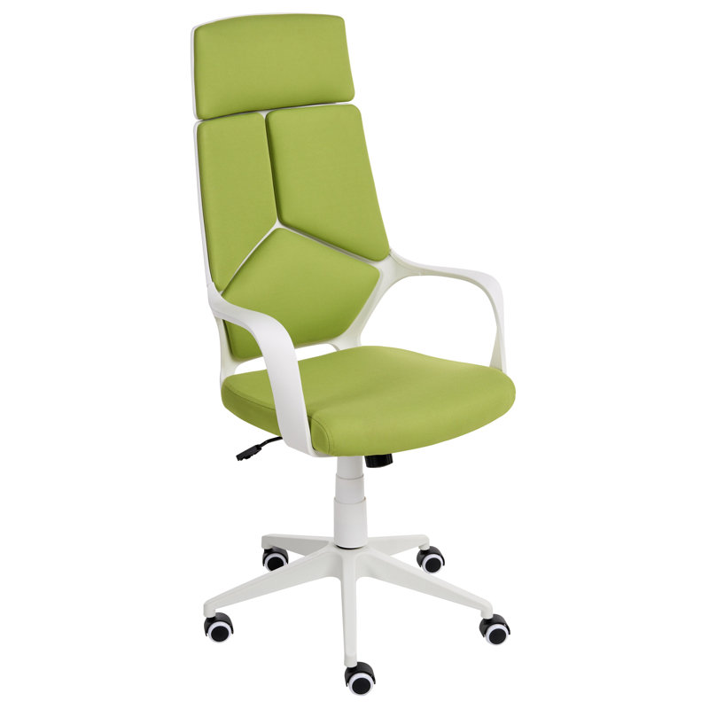 Polyester Office Chair with Headrest, Lime Green
