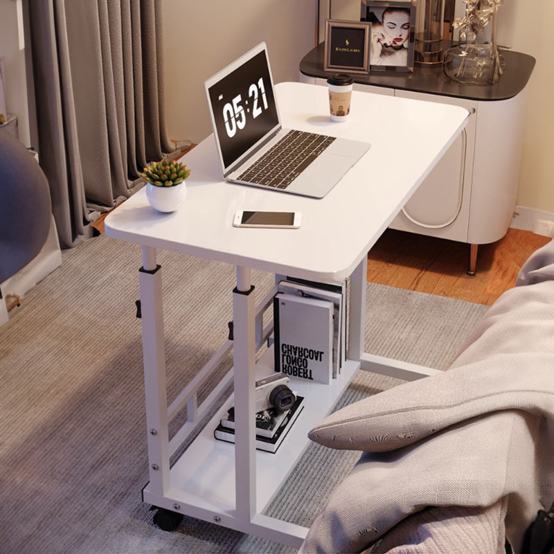 Adjustable Height Steel Computer Desk, White