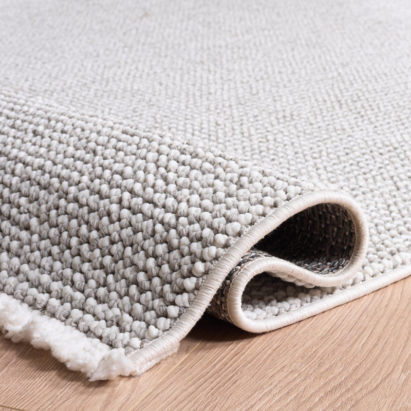 Tapis en jute tissé à la machine de couleur unie en gris clair, Rectangle 4 pi x 6 pi
