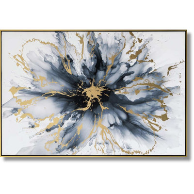 Art mural en toile Golden Midnight Bloom - 33 po x 48 po - cadre doré