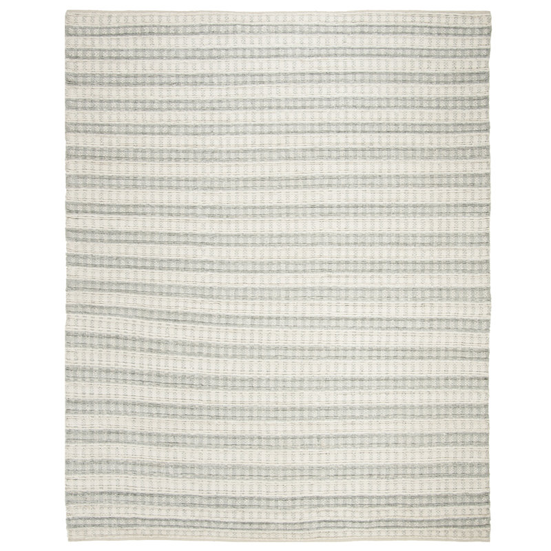 Russo Hand Woven Bamboo Silk Striped Rug, Rectangle 8' x 10'