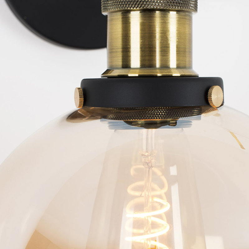 Lila Armed Sconce, No Bulb, Amber, 26cm H x 24.5cm W x 28cm D