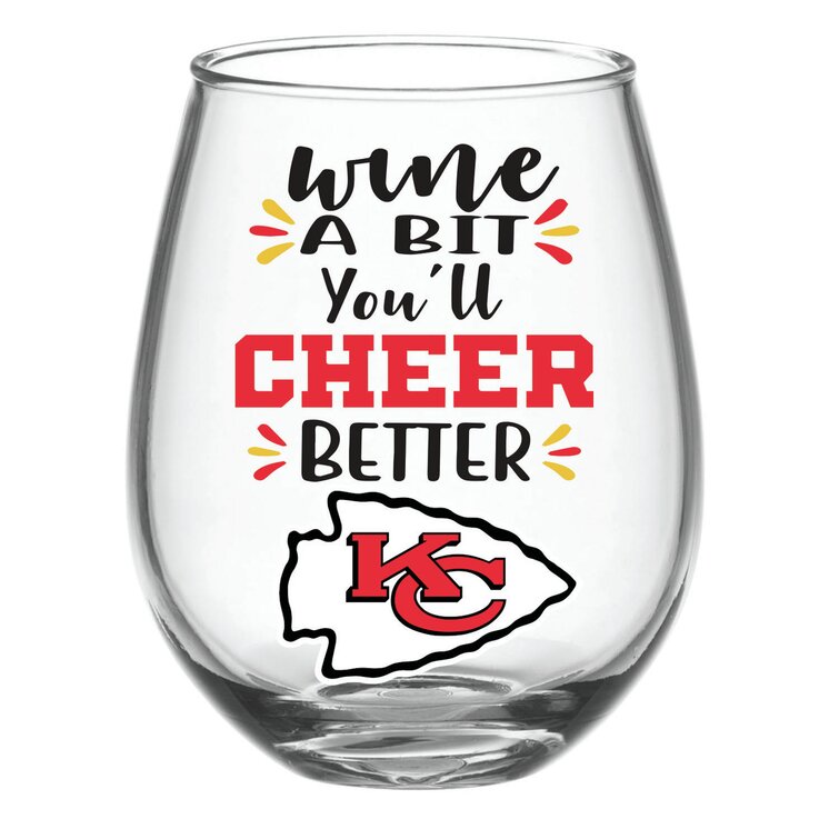 Kansas City Chiefs 17oz Wine Glass Stemless - Boxed